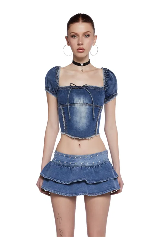 Greta Denim Top sold by Dolls Kill