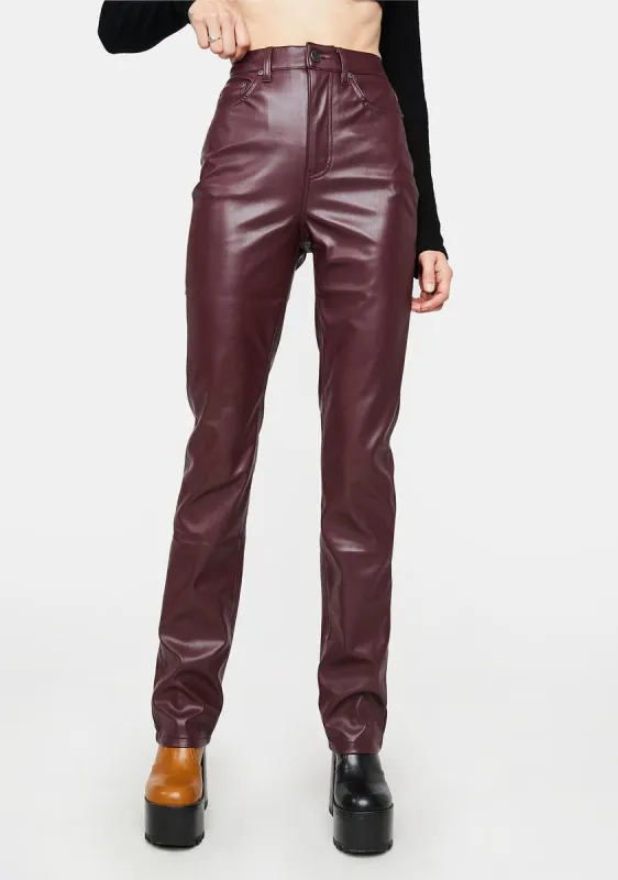 Heston Vegan Leather Straight Leg Pants sold by Dolls Kill