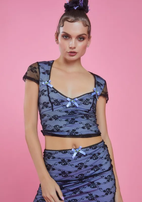 Royal Portrait Mode Mesh Crop Top sold by Dolls Kill