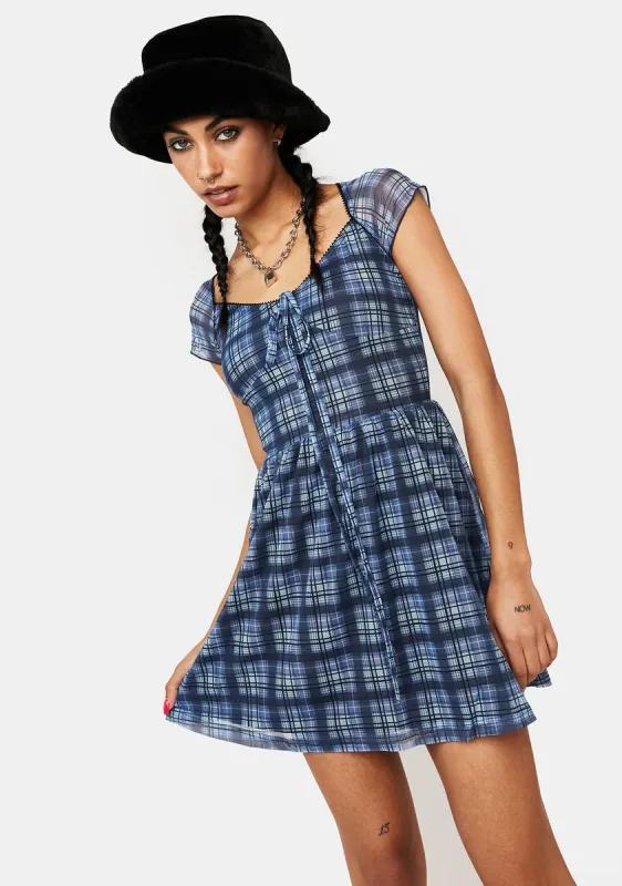 Navy Dream Maker Plaid Dress sold by Dolls Kill