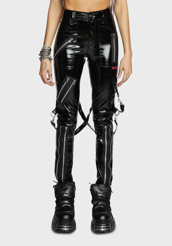 Black PVC Bondage Pants sold by Dolls Kill