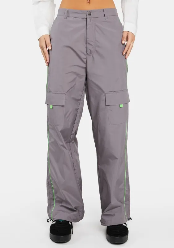 Ash Cargo Pants With Neon Trim sold by Dolls Kill