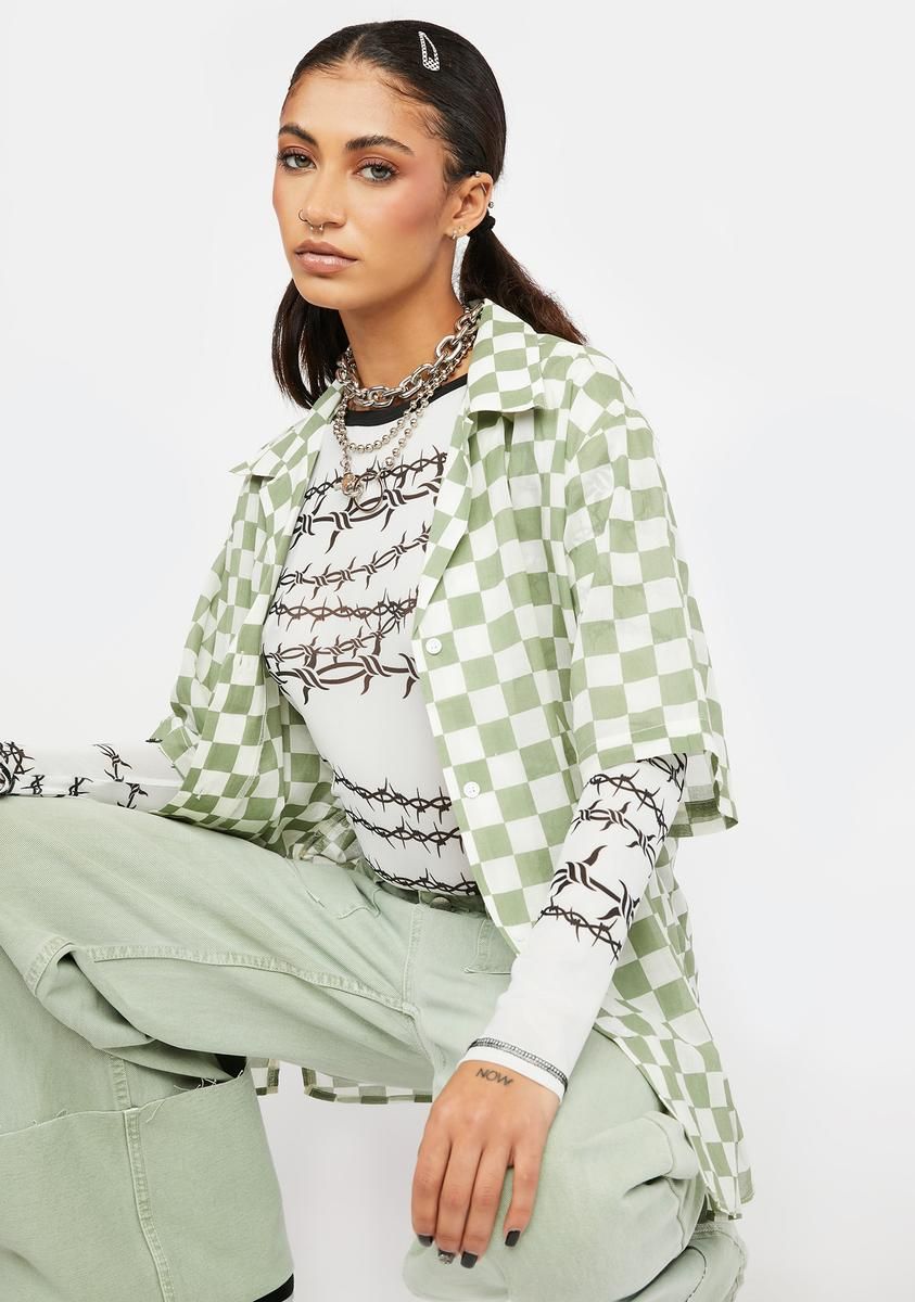 Checkered Slouch Shirt sold by Dolls Kill product image thumbnail 2