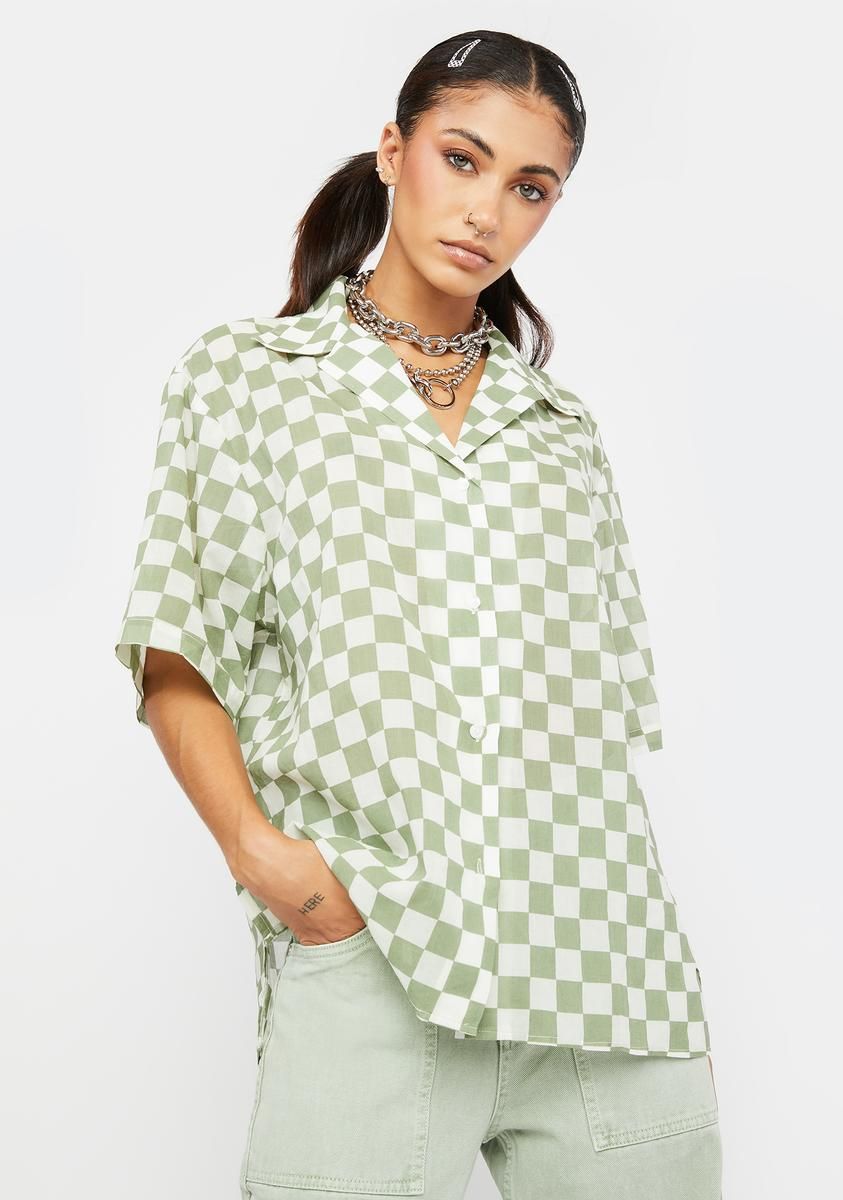 Checkered Slouch Shirt sold by Dolls Kill