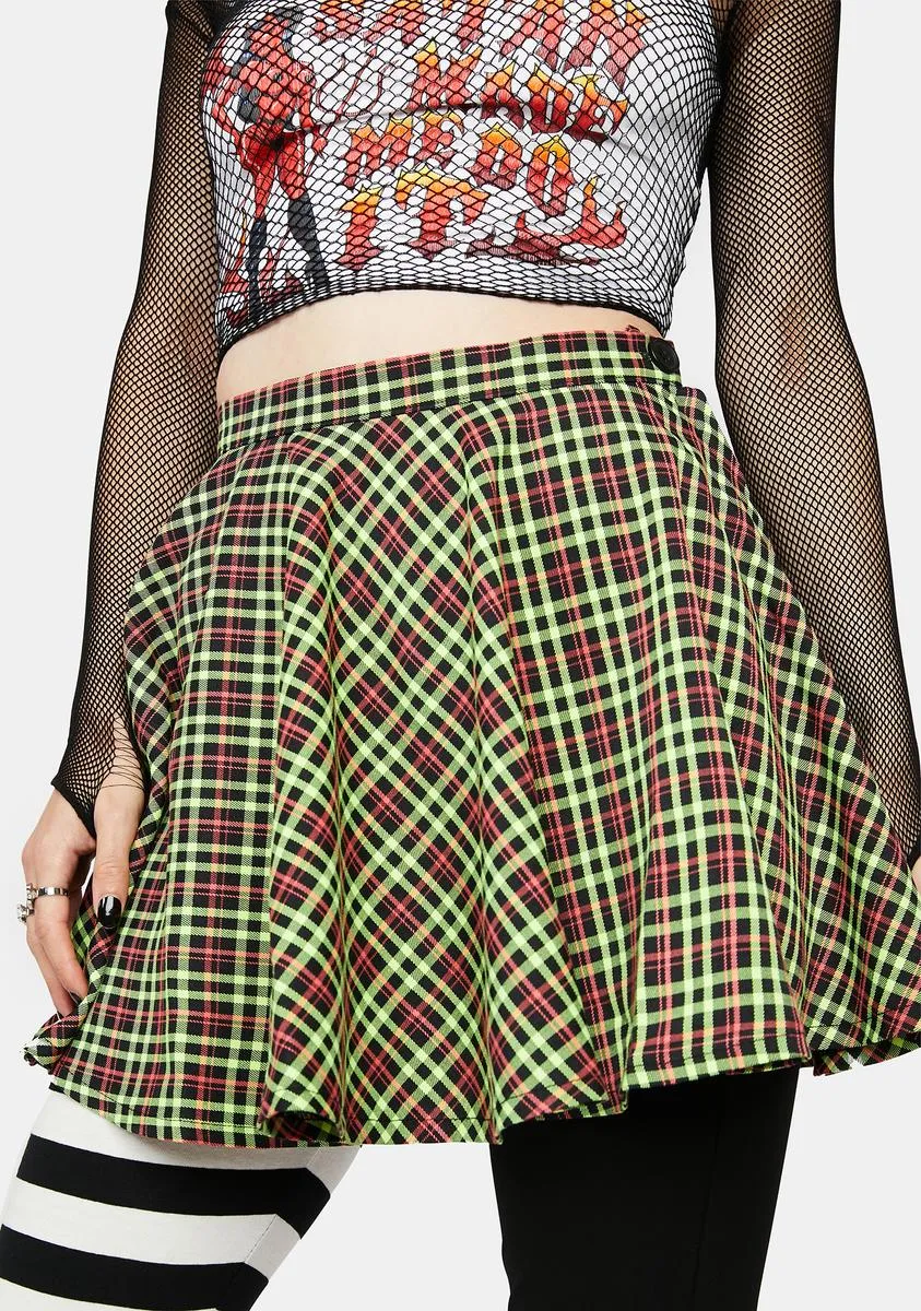 Time To Panic Plaid Mini Skirt sold by Dolls Kill