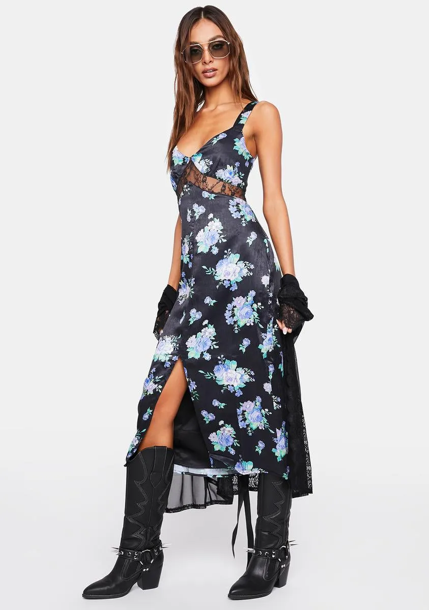 Satin Floral Slip Dress sold by Dolls Kill product image thumbnail 2