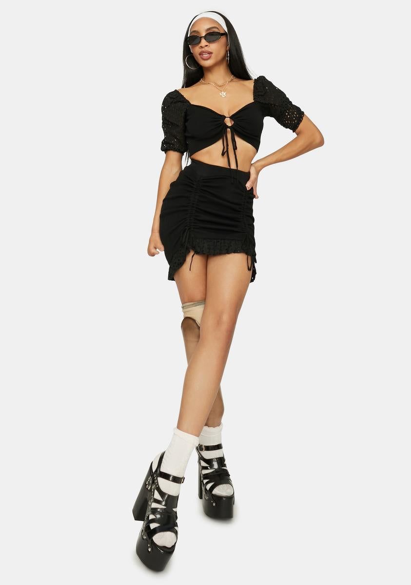 Be My Baby Puff Sleeve Eyelet Skirt Set sold by Dolls Kill product image thumbnail 3