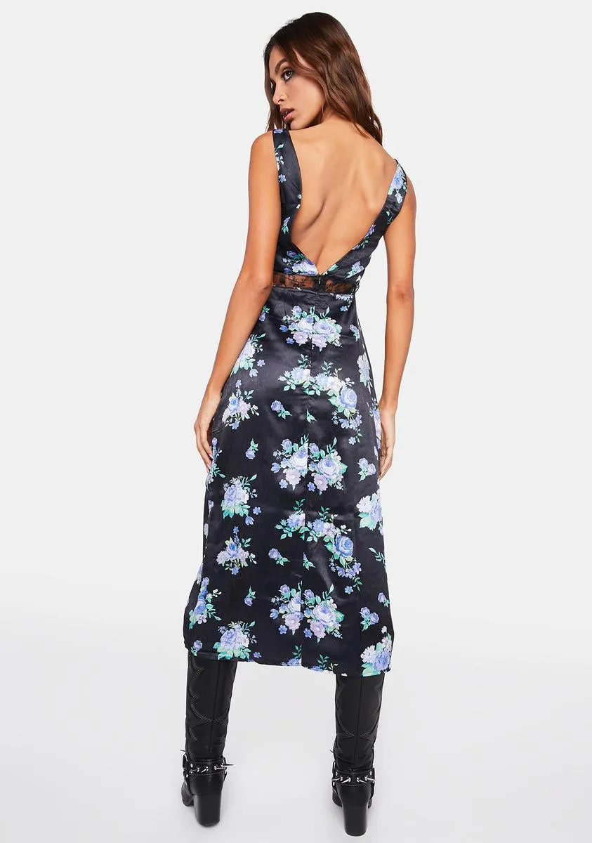 Satin Floral Slip Dress sold by Dolls Kill product image thumbnail 3