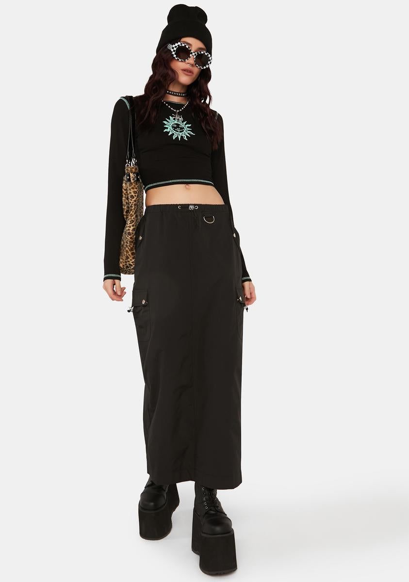 Shadow Gone Backpacking Maxi Skirt sold by Dolls Kill product image thumbnail 3
