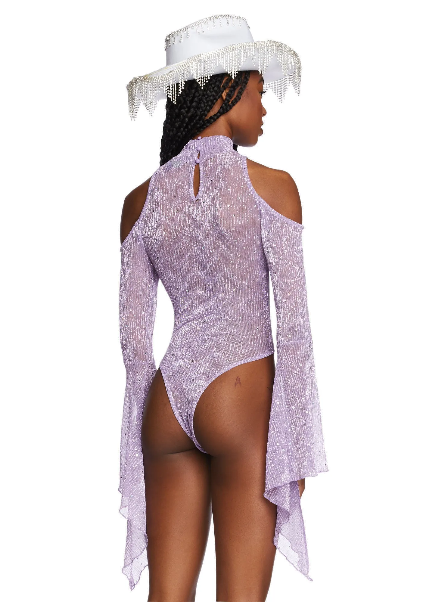 Transcendent Spectre Sequin Bodysuit - Light Purple sold by Dolls Kill product image thumbnail 4