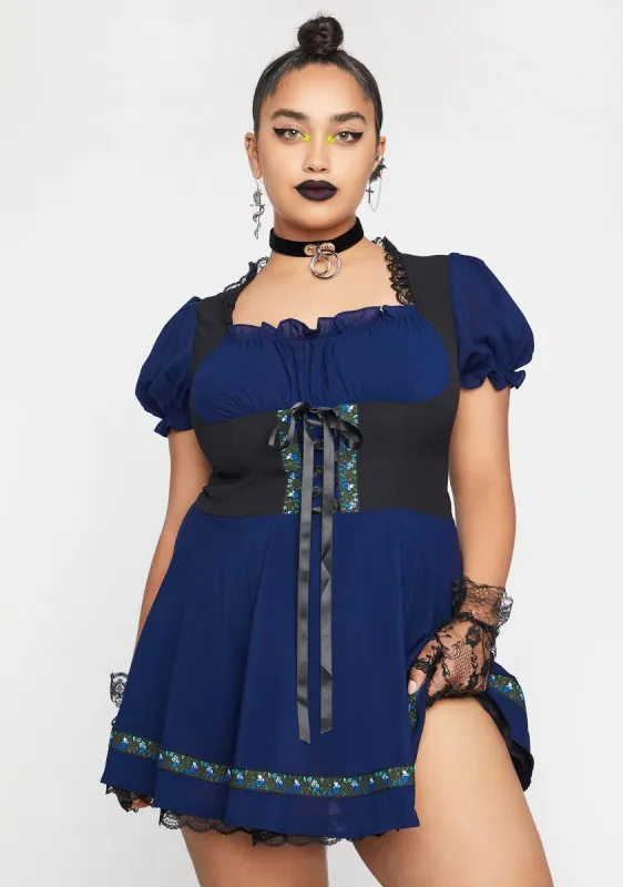 Plus Spell A Song Underbust Mini Dress made by Dolls Kill