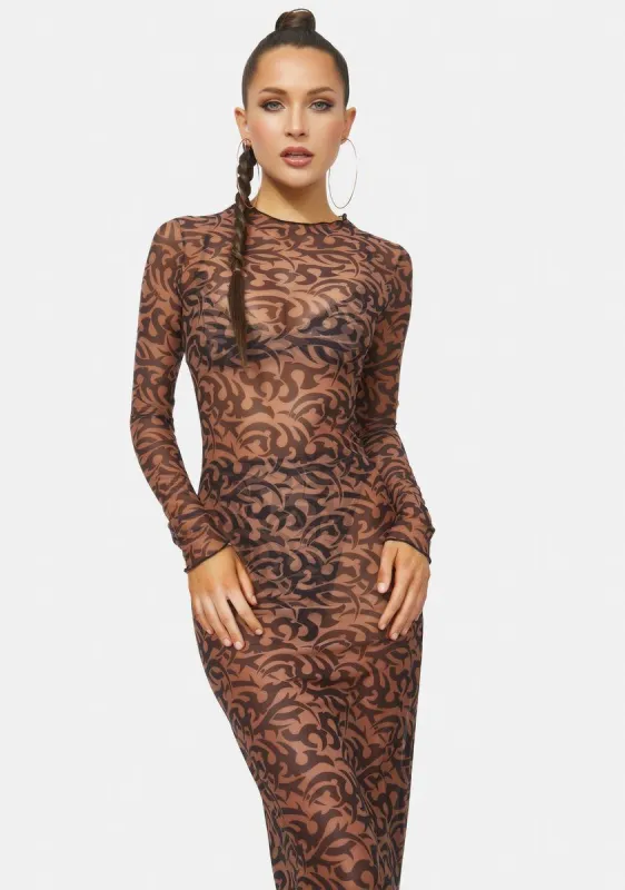 Tattoo Penelope Net Mesh Maxi Dress sold by Dolls Kill