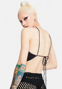 Stand Too Close Crochet Halter Top sold by Dolls Kill