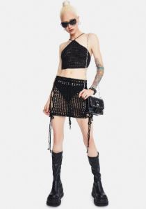 Stand Too Close Crochet Halter Top sold by Dolls Kill