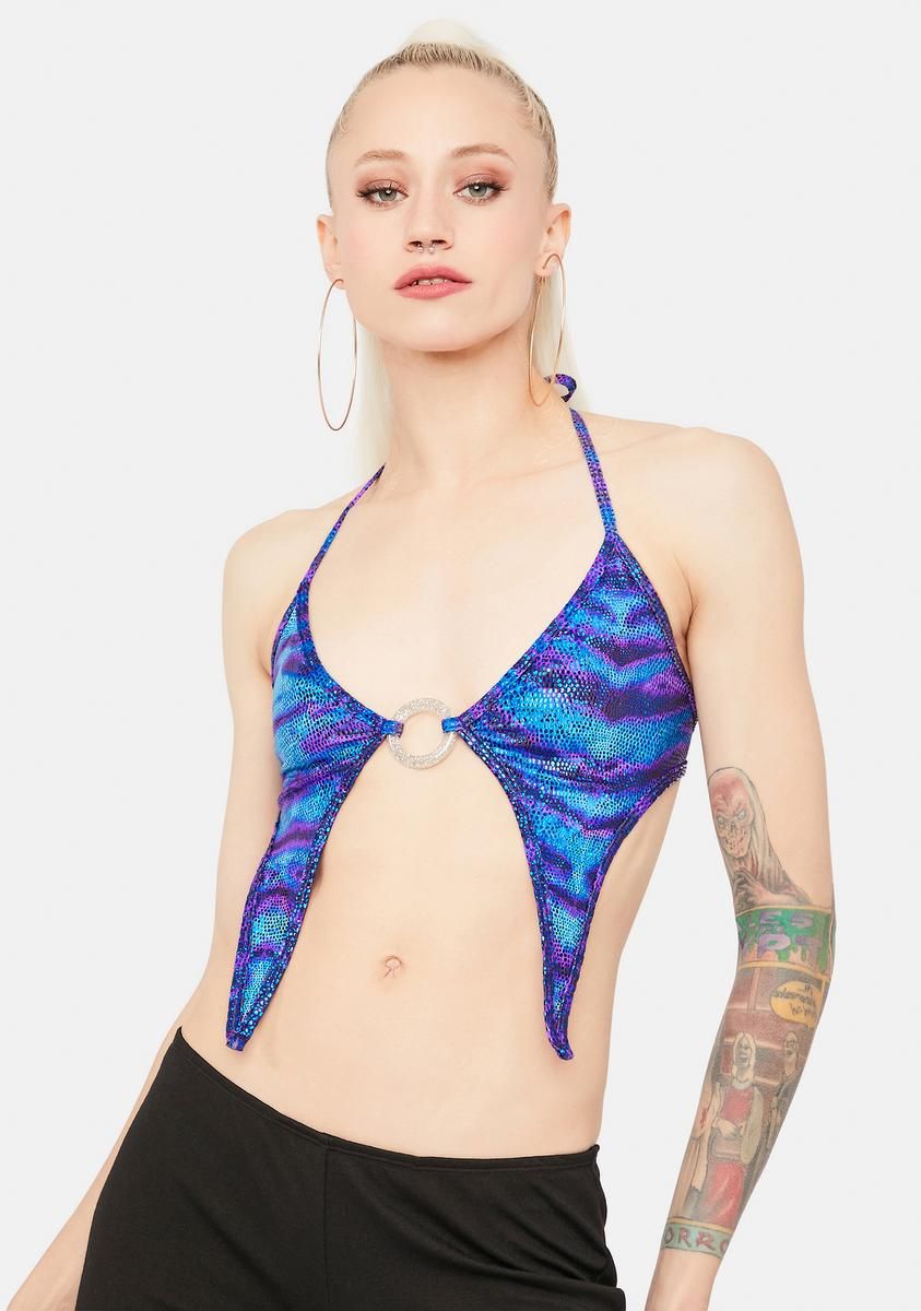 Ocean Disco Heat Metallic Crop Top sold by Dolls Kill