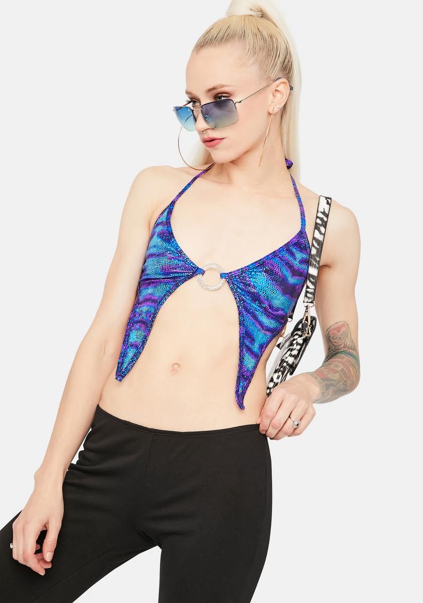 Ocean Disco Heat Metallic Crop Top sold by Dolls Kill product image thumbnail 2