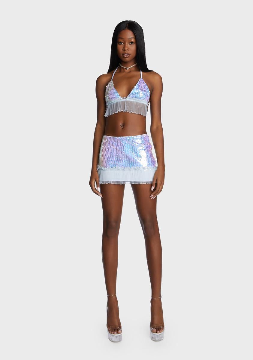 Ring It In Sequin Skirt Set sold by Dolls Kill