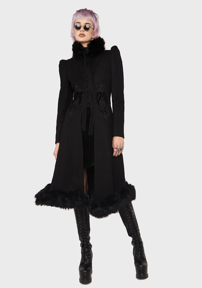 Gothic Gorgeous Faux Wool Coat sold by Dolls Kill