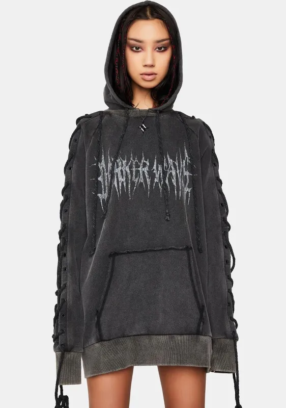 Modulation Unisex Lace-Up Hoodie sold by Dolls Kill