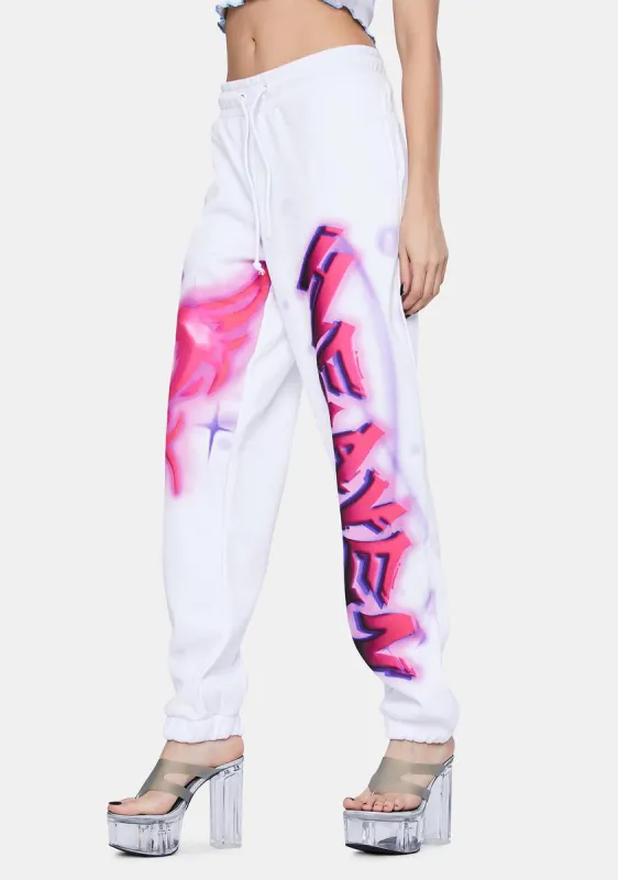 Pink Heaven Print Oversized Sweatpants sold by Dolls Kill