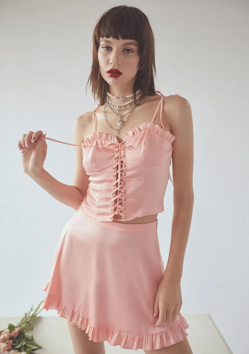 Peach Anything Could Happen Skirt Set sold by Dolls Kill