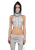 Tempo Hooded Crop Halter Top - Light Gray sold by Dolls Kill