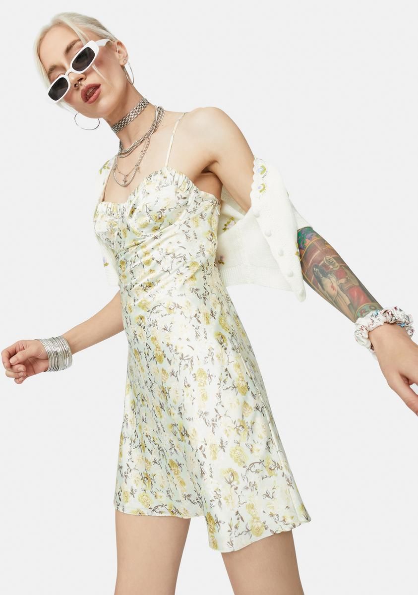 Freaky Fridays Satin Floral Mini Dress sold by Dolls Kill product image thumbnail 2