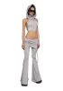 Tempo Hooded Crop Halter Top - Light Gray sold by Dolls Kill