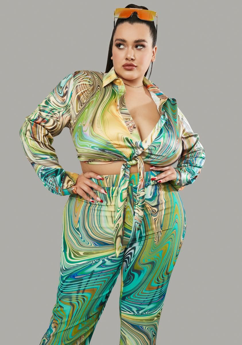 Plus Hypnotic Habits Long Sleeve Crop Shirt sold by Dolls Kill