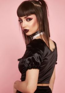 Midnight Royal Invitation Puff Sleeve Top sold by Dolls Kill