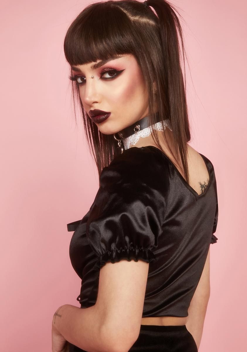 Midnight Royal Invitation Puff Sleeve Top sold by Dolls Kill product image thumbnail 4