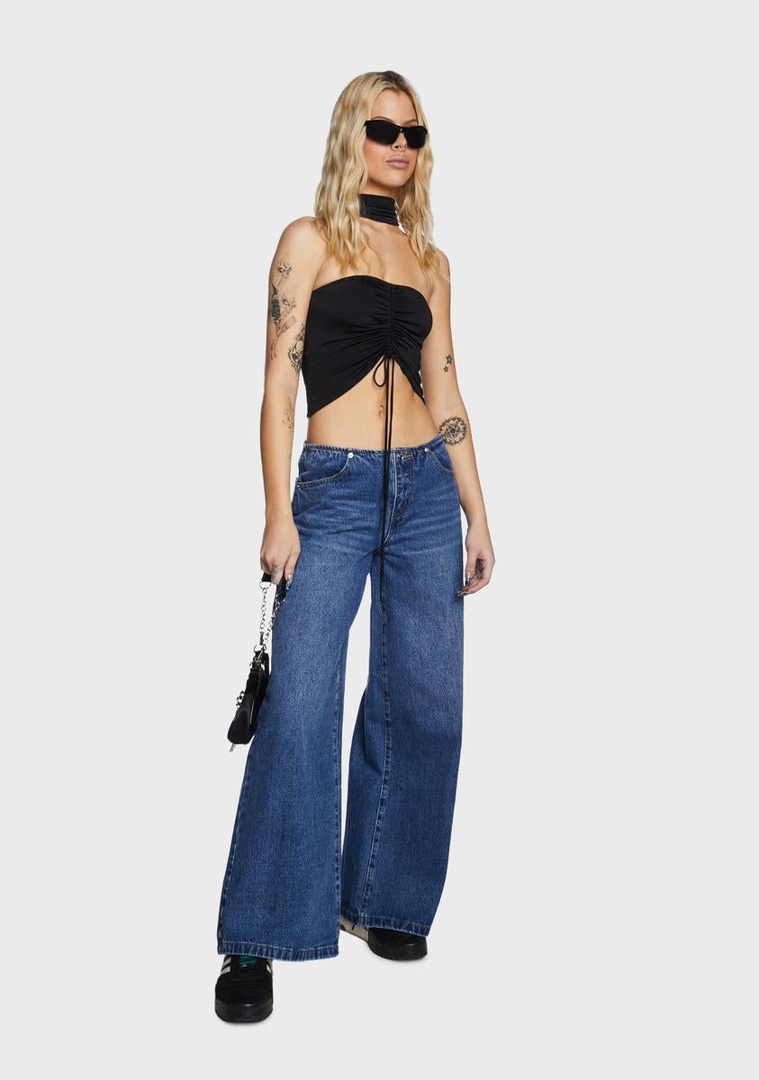 Paloma Drawstring Choker Top - Black sold by Dolls Kill product image thumbnail 5