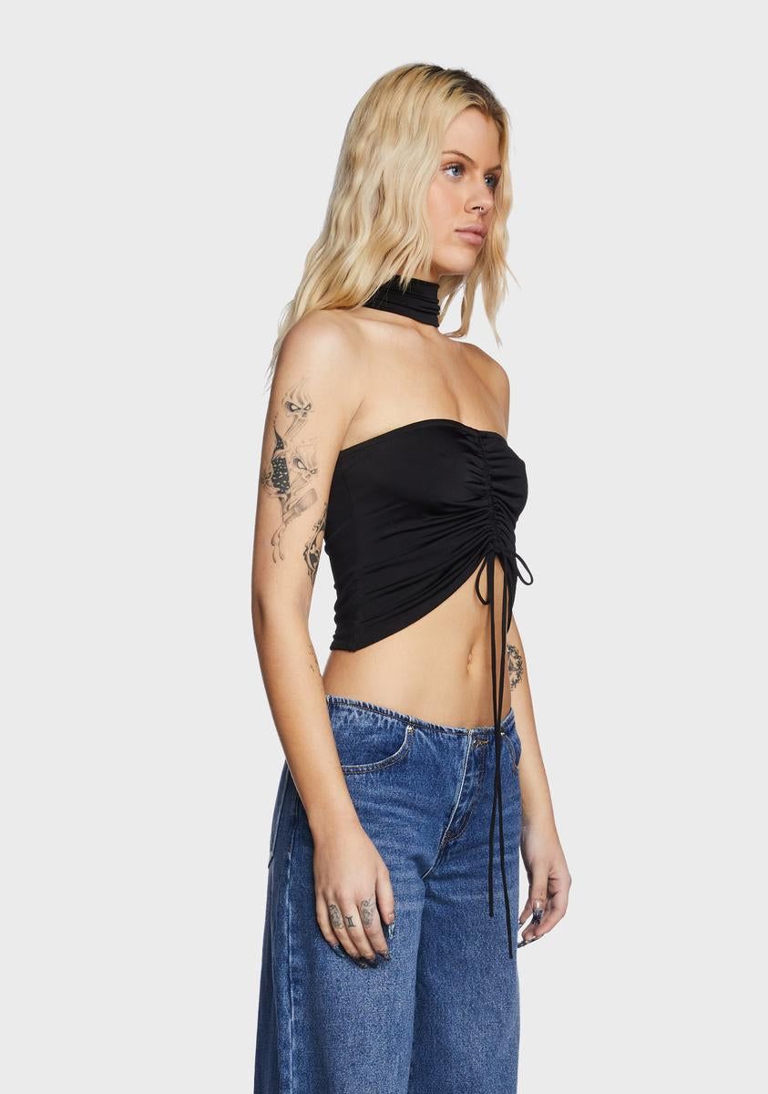 Paloma Drawstring Choker Top - Black sold by Dolls Kill product image thumbnail 3