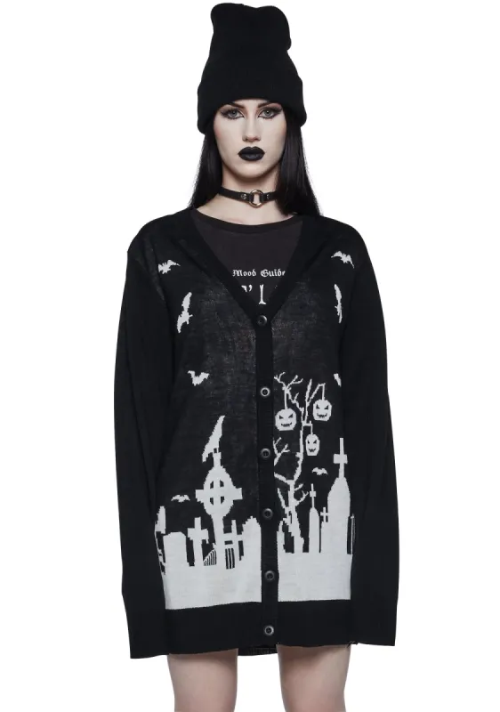 House Of Haunts Knit Cardigan sold by Dolls Kill