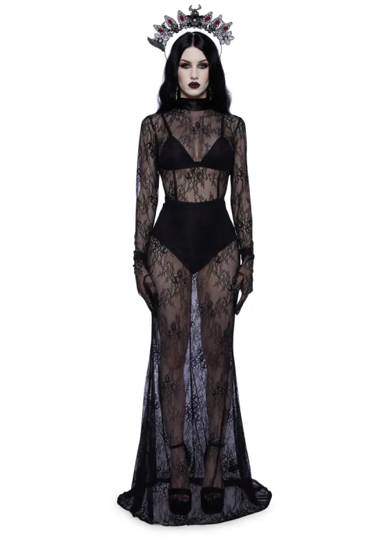 Majesty Masque Maxi Dress Set - Black sold by Dolls Kill