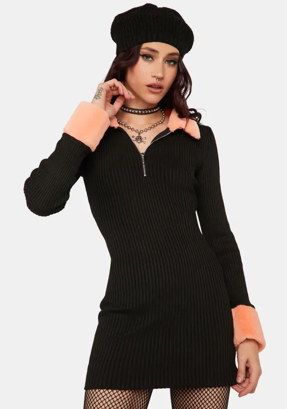 Fur Trim Mini Dress sold by Dolls Kill