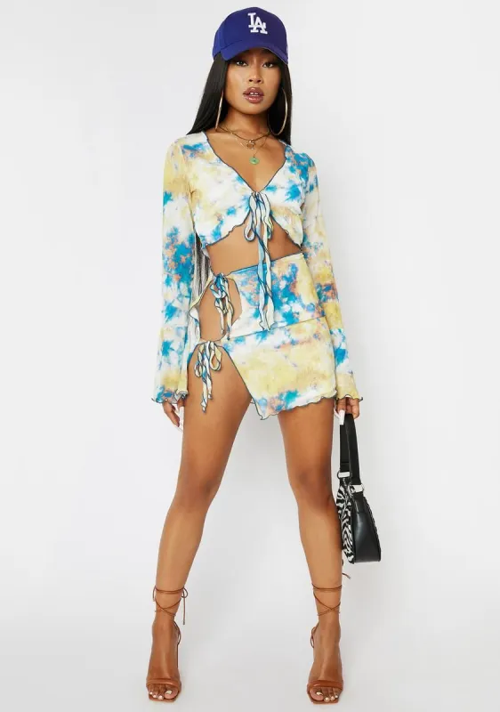 About That Life Tie Dye Skirt Set sold by Dolls Kill