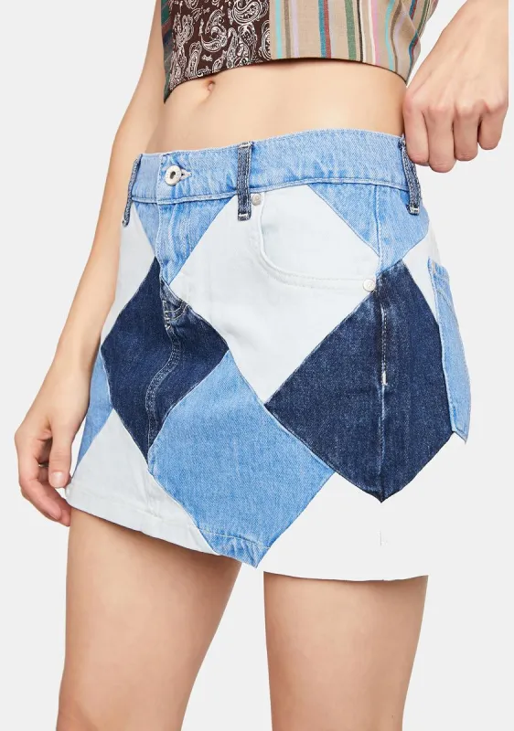 Micro Patchwork Mini Skirt sold by Dolls Kill