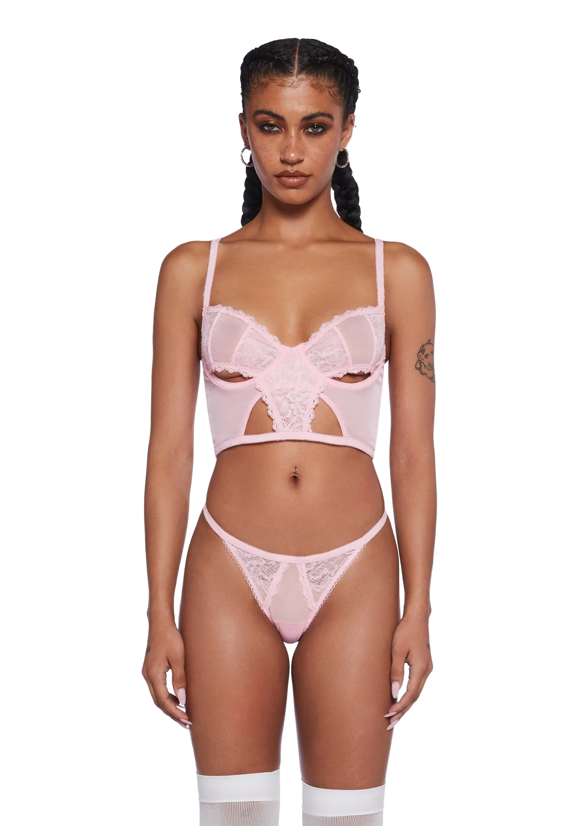 Midnight Entanglements Lingerie Set - Pink sold by Dolls Kill