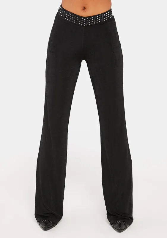 Crepe Hotfix Diamante Tarava Trousers sold by Dolls Kill
