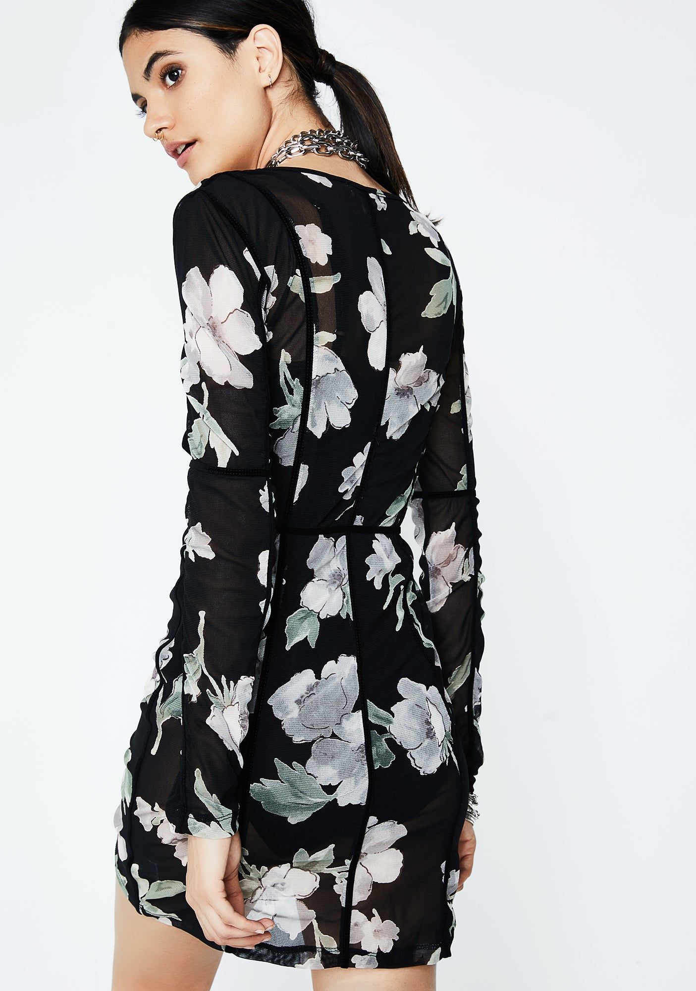 Floral Freeze Frame Sheer Dress sold by Dolls Kill product image thumbnail 4