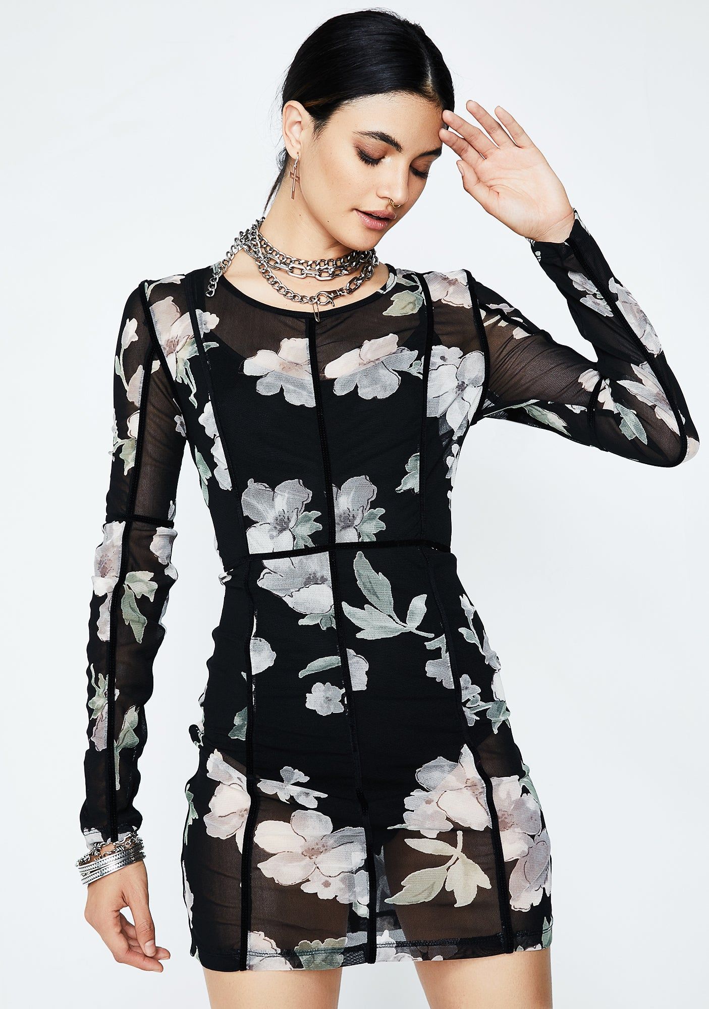 Floral Freeze Frame Sheer Dress sold by Dolls Kill