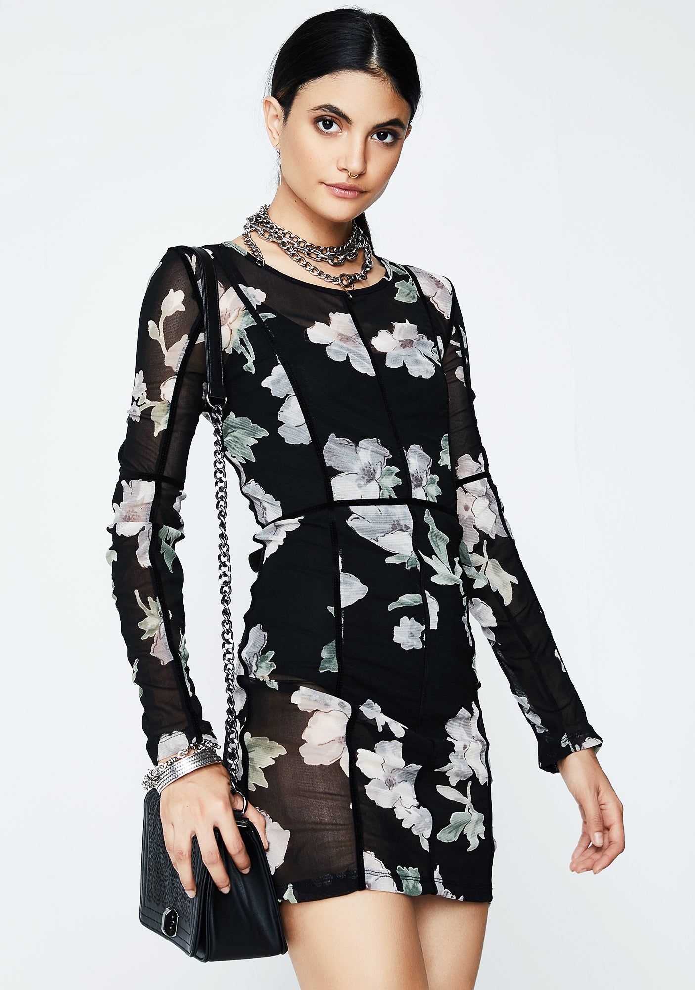 Floral Freeze Frame Sheer Dress sold by Dolls Kill product image thumbnail 2