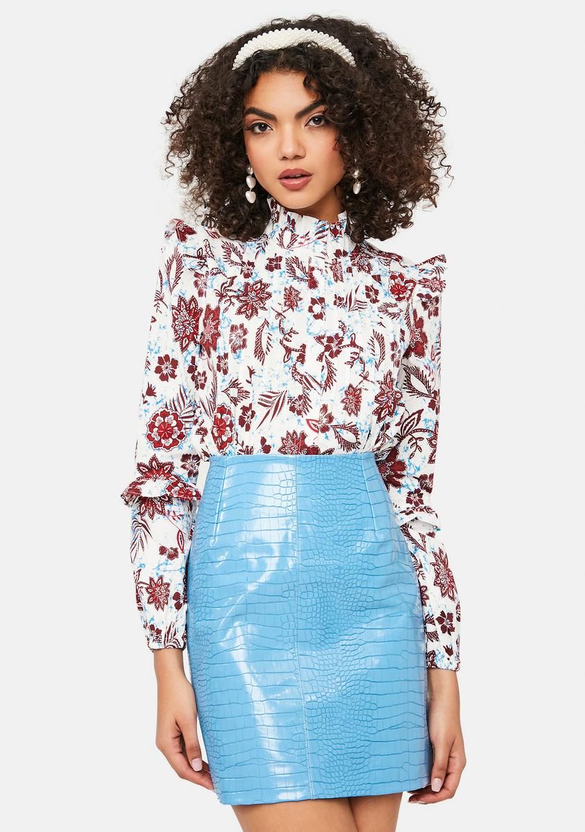 Blue Croc Mini Skirt sold by Dolls Kill product image thumbnail 2