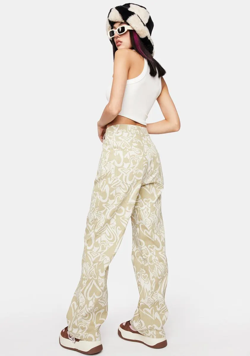 Heart Print Wide Leg Pants sold by Dolls Kill product image thumbnail 4