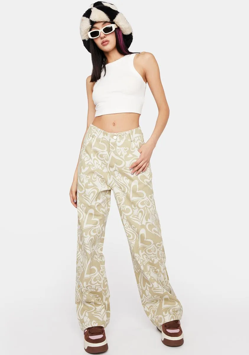 Heart Print Wide Leg Pants sold by Dolls Kill product image thumbnail 2