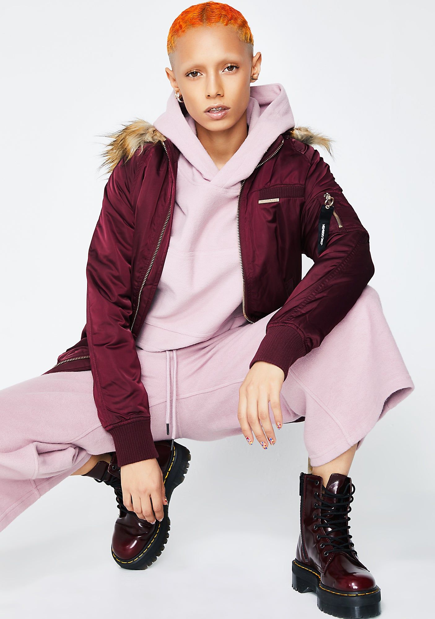 Burgundy Elongated Bomber sold by Dolls Kill product image thumbnail 2
