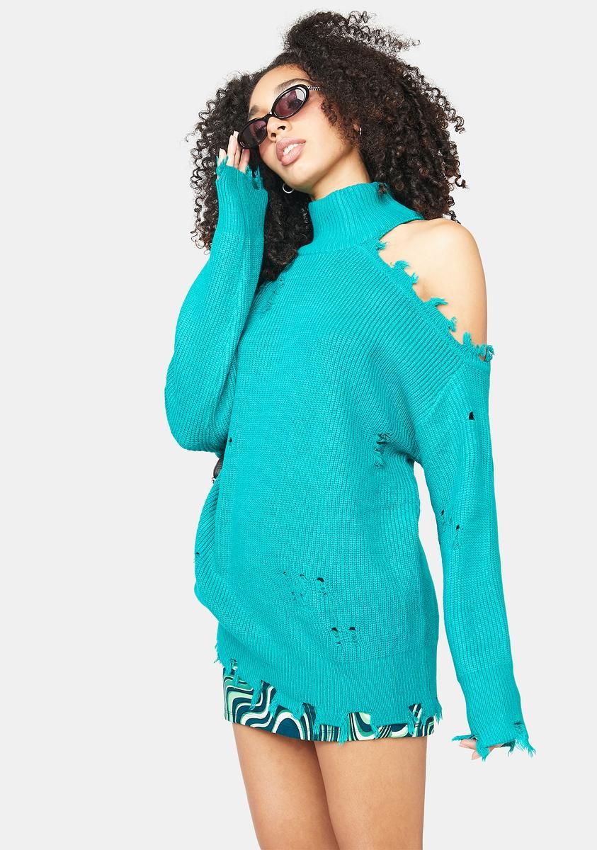 Emerald Reaching Out Distressed Sweater sold by Dolls Kill product image thumbnail 2