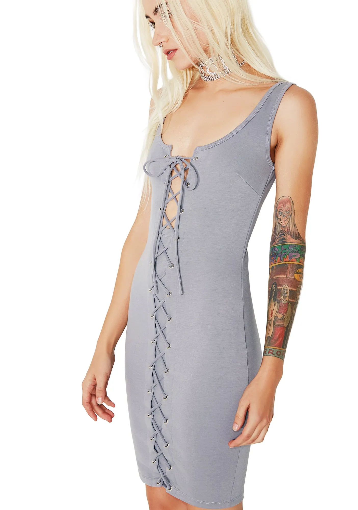 Misty-Eyed Lace-Up Dress sold by Dolls Kill product image thumbnail 3