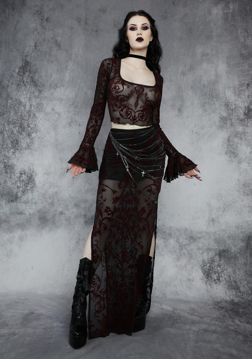 Death Unites Us Maxi Skirt sold by Dolls Kill product image thumbnail 3